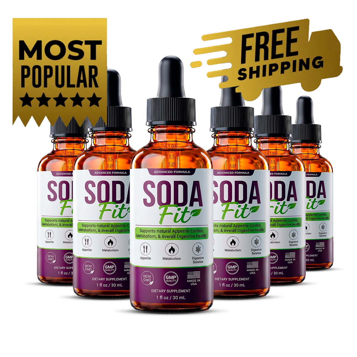 Six SodaFit bottles